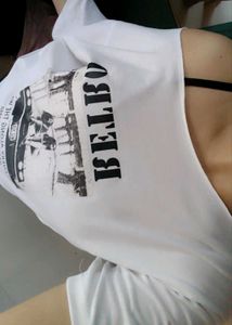 White Retro Off-Shoulder Graphic Top 🤍