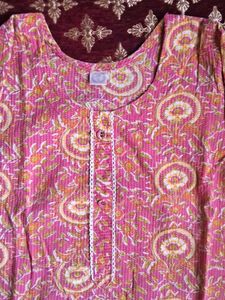 Pink Floral Print Kurta