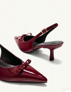 Maroon Bow Heels