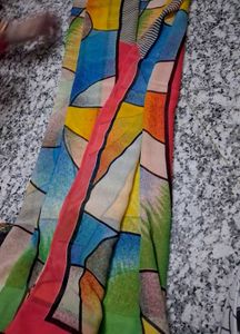 Vibrant Geometric Print Saree
