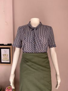 Chic Printed Bow Neck Blouse