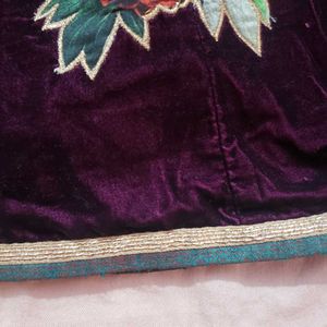 Velvet Floral Embroidered Skirt