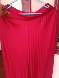 Crimson Pleated Palazzo Pants