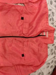 Vintage Style Coral Windbreaker Jacket