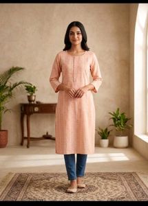 Pretty Peach Striped Kurta