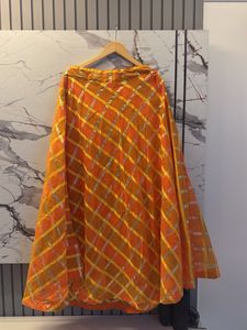 Orange &amp; Yellow Striped Ethnic Skirt