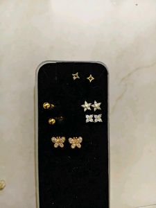Gold Hoop Earrings Set