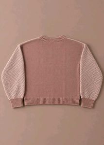 DUSTY ROSE AND CREAM GEOMETRIC KNIT SWEATER