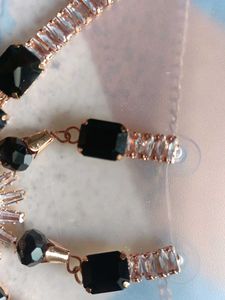 Sparkling Black &amp; Rose Gold Jewelry Set