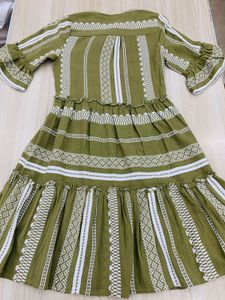 Chic Olive Green Embroidered Dress