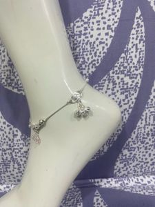 Delicate Silver Anklet with Pink Accents