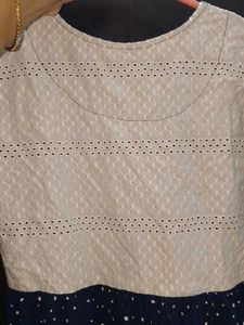 Stylish Navy Blue Kurta with Polka Dots