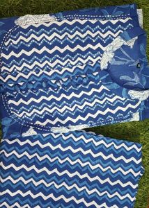 Boho Blue Chevron Print Co-ord Set