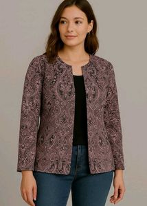 Purple Paisley Open Front Cardigan