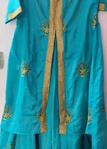 Beautiful Teal Kurta with Gold Embellishments