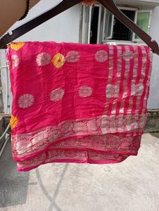 Dola Silk Rani Pink Saree, New Without Tag