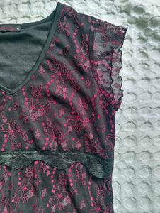 Combo Y2K lace v-neck top and bag