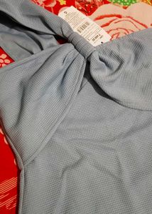 Shein Light Blue One Shoulder Knot Dress
