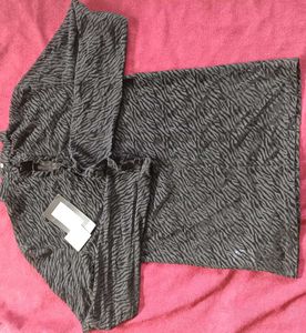 Chic Zebra Print Mock Neck Top