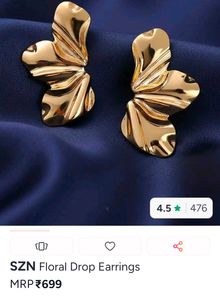 SZN Floral Drop Earrings - Gold Tone