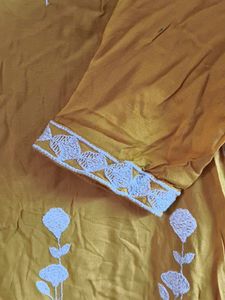 Yellow Embroidered Kurti