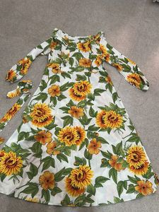 Sunflower Print Maxi Dress