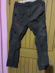Light Bottle Green Cotton Cargo Pants