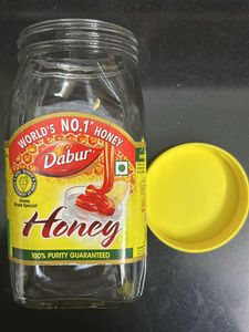 Set Of 4 Dabur Honey Empty Glass Jars With Lid