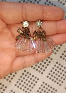 Vintage Bow & Crystal Drop Earrings