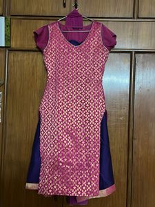 Vibrant Purple Palazzos with Pink Border