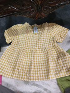 Cute Yellow Gingham Peplum Top