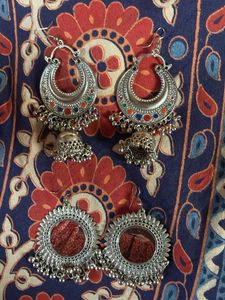 Boho Beaded Hoop Earrings &amp; Jhumka Set