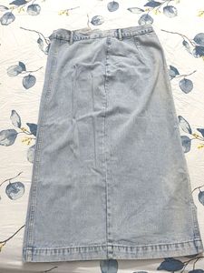 Light Wash Denim Midi Skirt