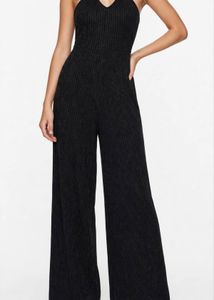 Black Ribbed Jumpsuit