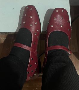 Red Mary Jane Flats