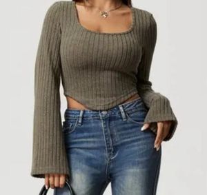 Olive Green knit Long Sleeve Top