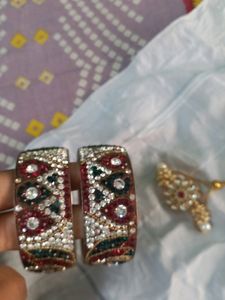 Combo Of Two Golden Bangles, One Bracelet And Kada