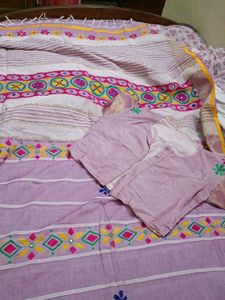 kathiyawadi work saree with ready blouse