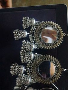 3 piece Bohemian Mirror Jhumka Earrings Set