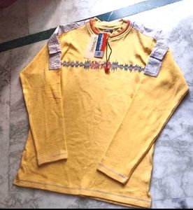 Men's Yellow Graphic Print Long Sleeve Shirt