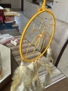 Yellow Dream Catcher with Feathers