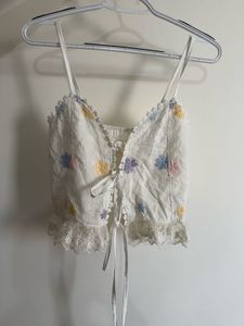 Charming Embroidered Floral Cami Top