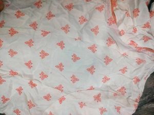 Elegant White &amp; Orange Printed Kurta