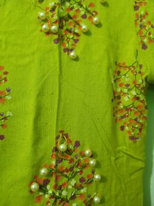 Elegant Green Printed floral sequins Kurta