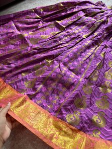 Purple Ethnic Skirt with Gold Dupatta