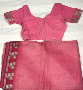 Kotadoria Pink Saree with Blouse