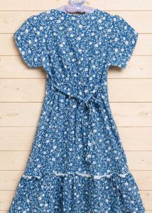 Chic Blue Floral Print Dress
