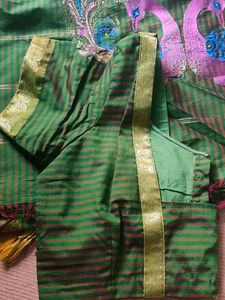 Olive Green Color Saree With Blouse