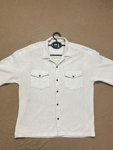 H&M White Textured Shirt oversized