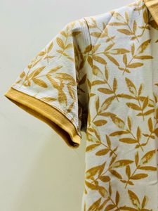 Men's Leaf Print Polo T-Shirt